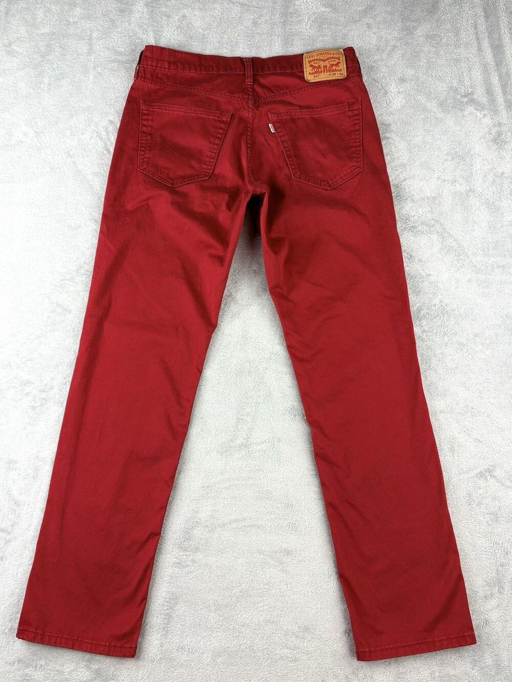 Levis 541 Athletic Taper Jeans Mens 33x34 Red Denim White Tab Measures 33x33